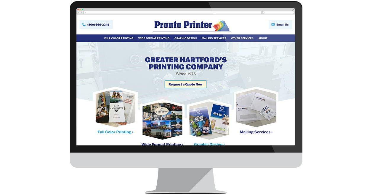 Pronto Printer website screenshot