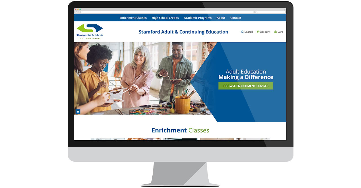 Stamford Adult Education website screenshot